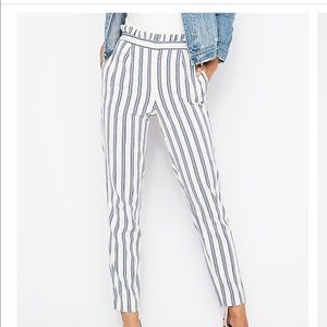 Express HighWaist Stripe Ruffle Ankle Dress pants